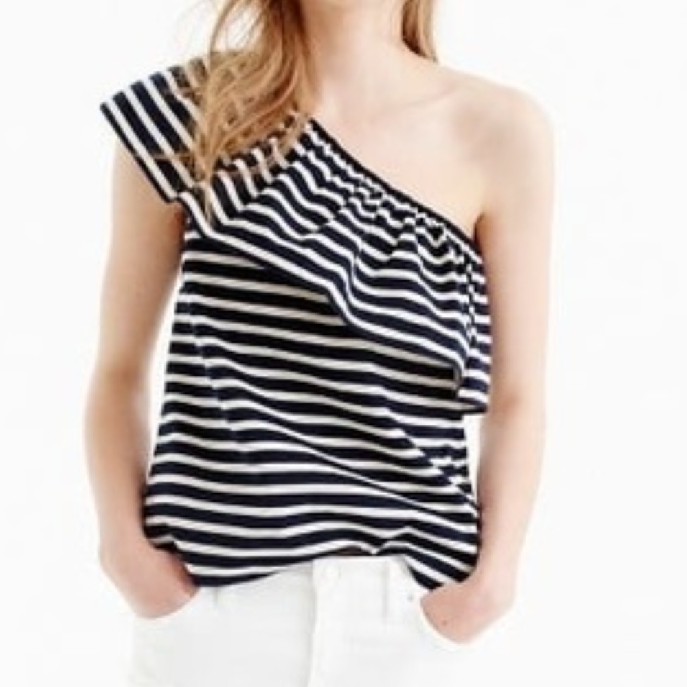 J Crew Stripe One Shoulder Top